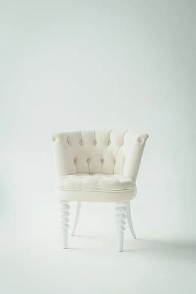 Photo de Fauteuil capitonné blanc pour coin lecture — Démo